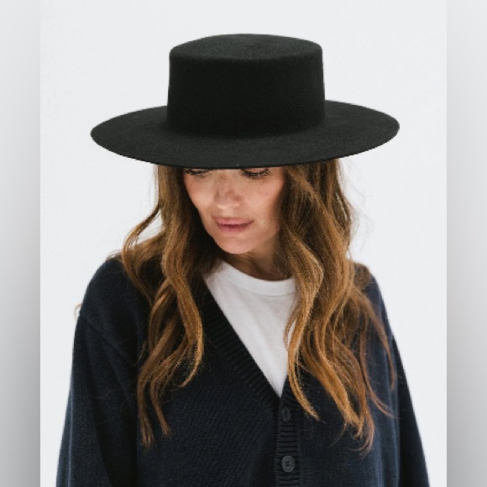 Gigi Pip Black Dahlia Boater Hat XS Womens Size‎ 55 Youth Large